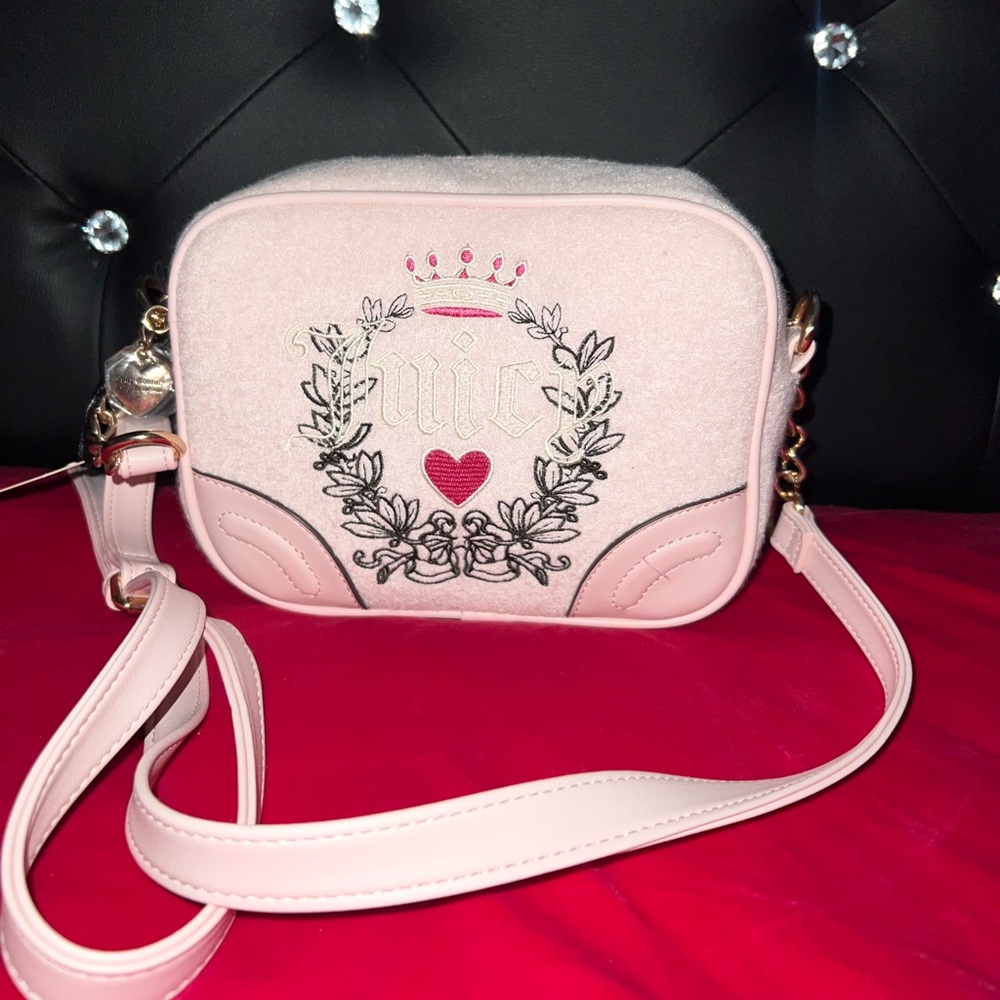 ‼️SOLD‼️Juicy Couture Pink Velour Heritage Crossbody Bag